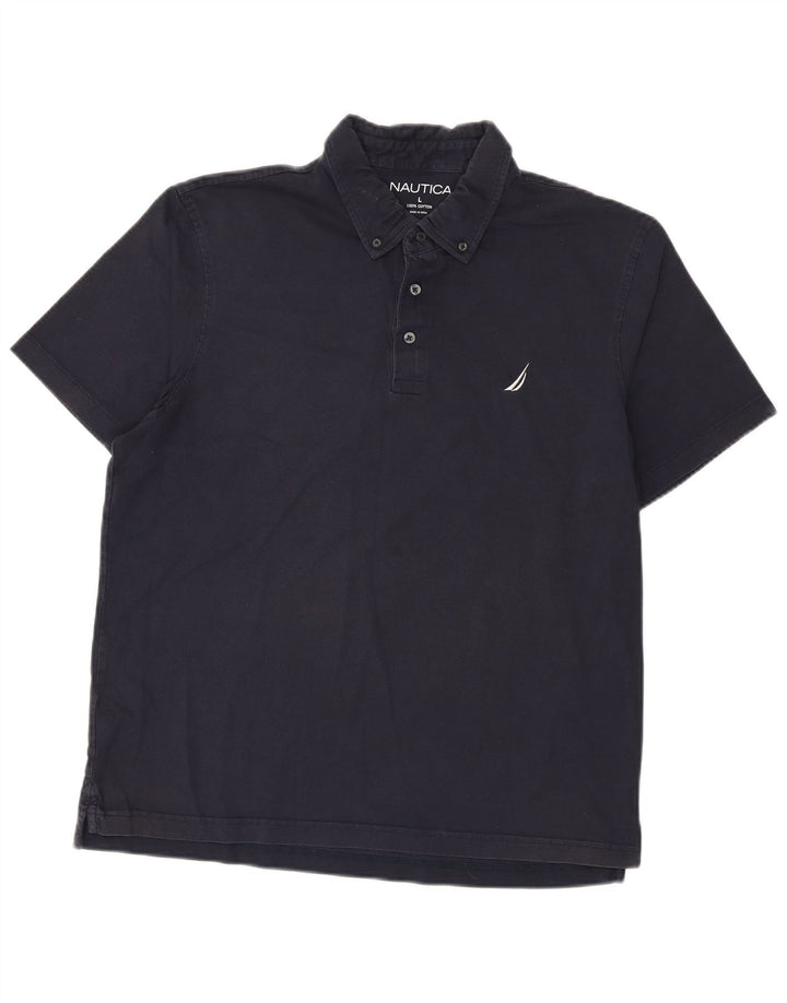 NAUTICA Mens Polo Shirt Large Navy Blue Cotton