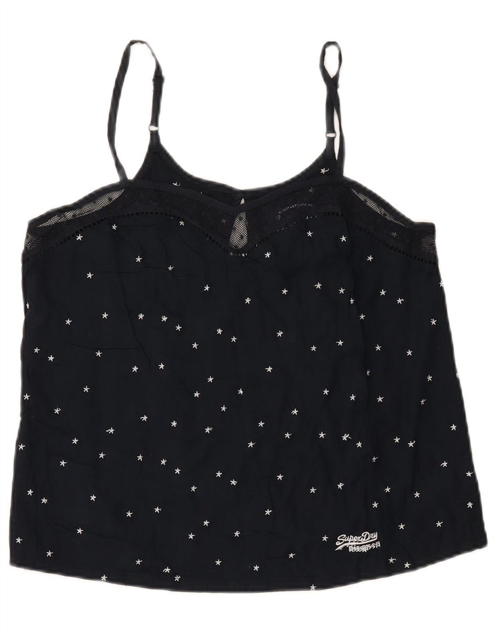 Женский укороченный топ на бретельках с абстрактным узором Superdry UK 12, средний темно-синий