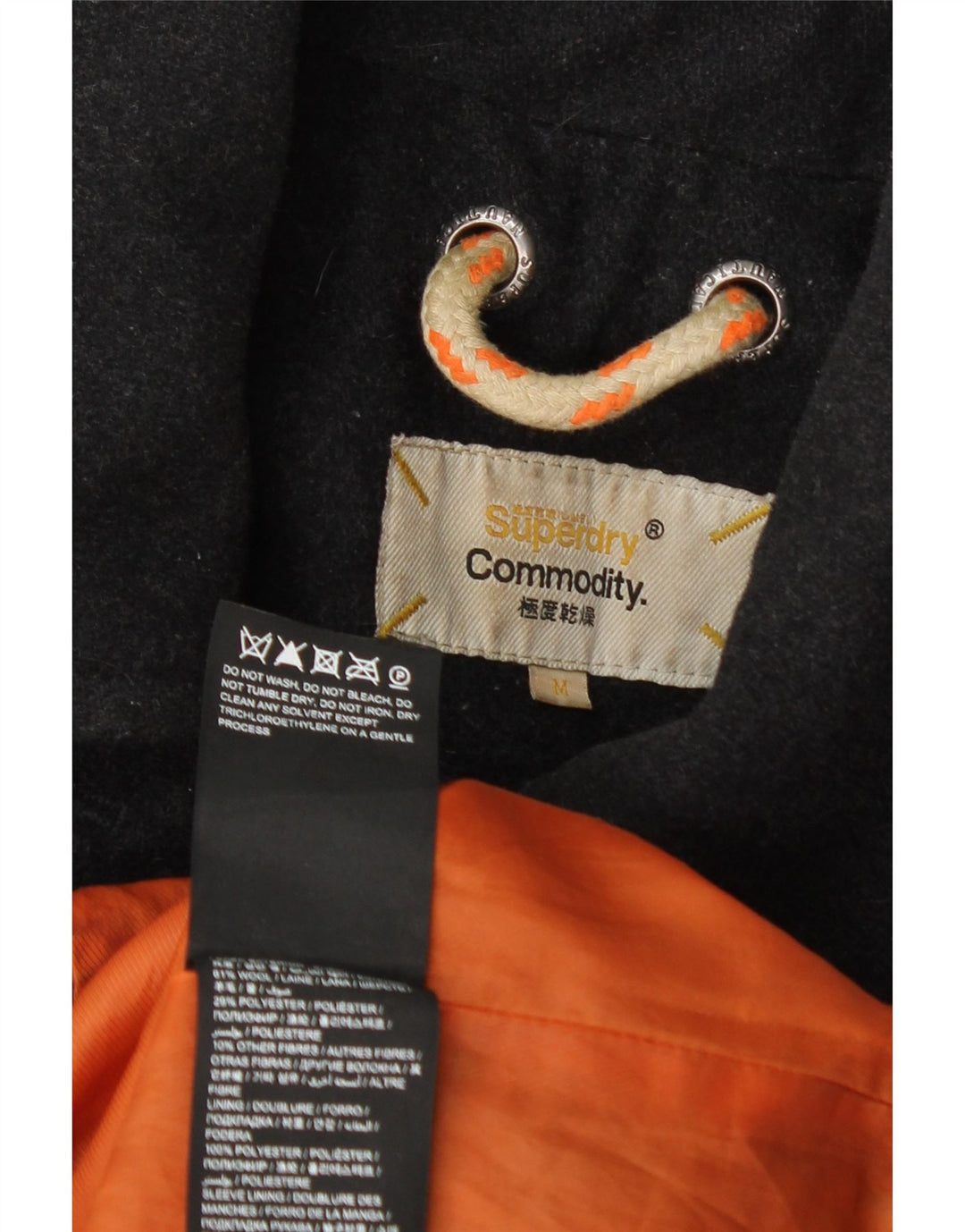 Мужское бушлат Superdry Commodity UK 38, шерсть среднего серого цвета