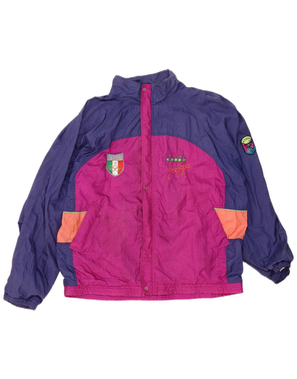 DIADORA Мужской спортивный костюм свободного покроя Italia, верхняя куртка XL, розовый, с цветными блоками