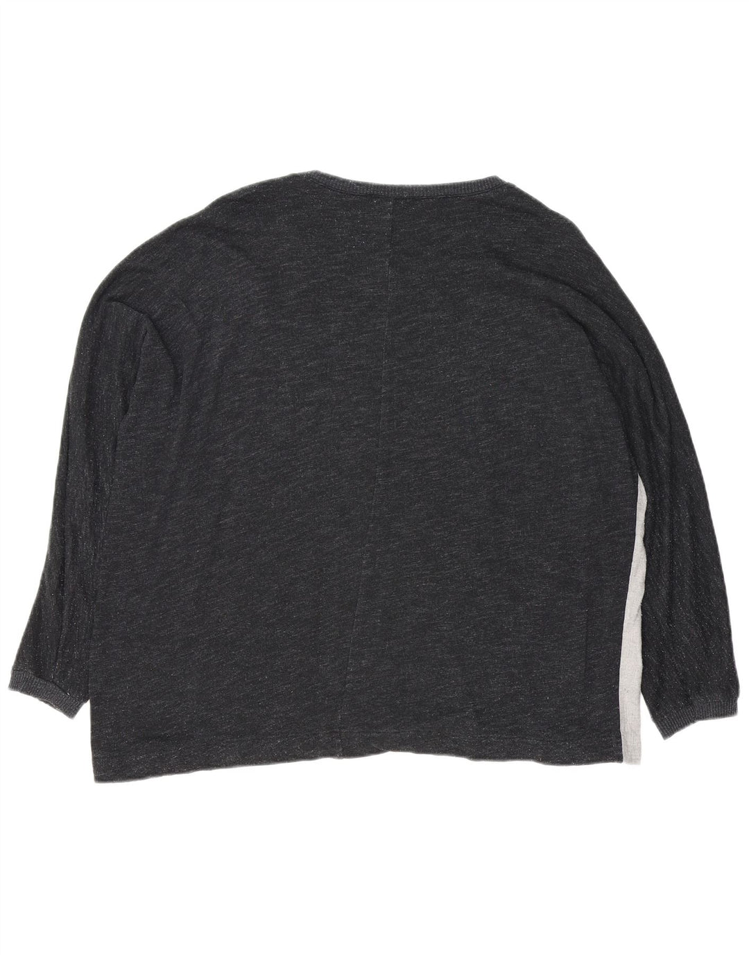 ZARA Womens Oversized Graphic Top Long Sleeve UK 10 Small Grey Colourblock