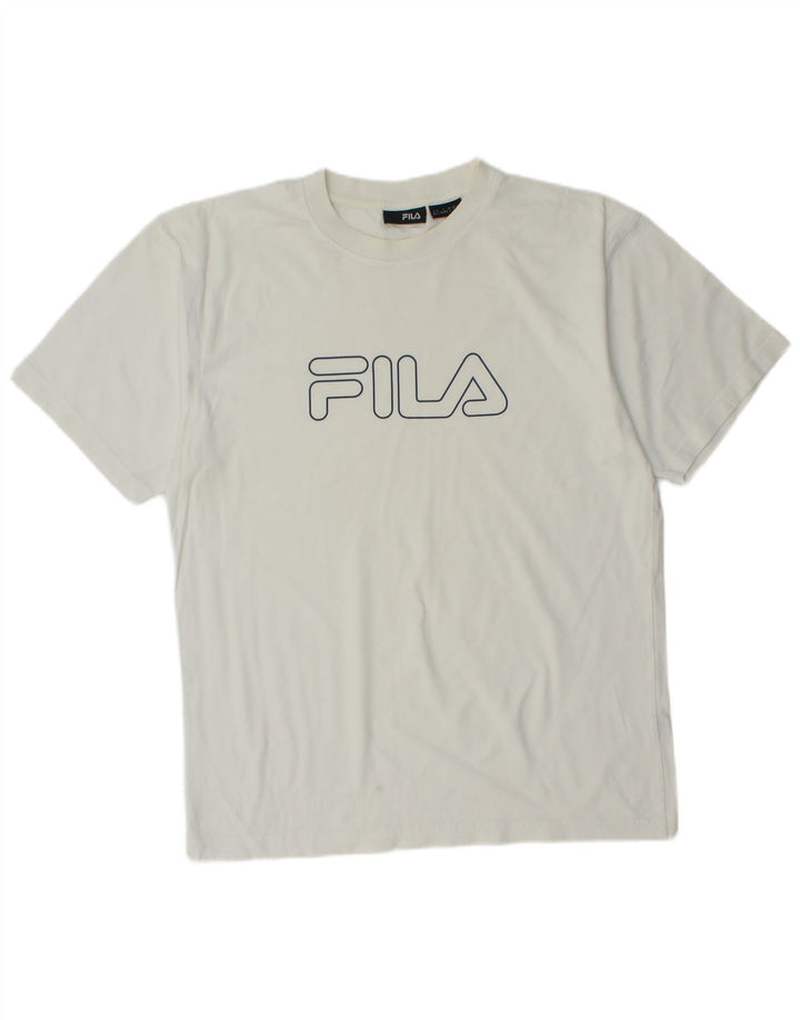 Мужская футболка с рисунком FILA, маленькая, белая