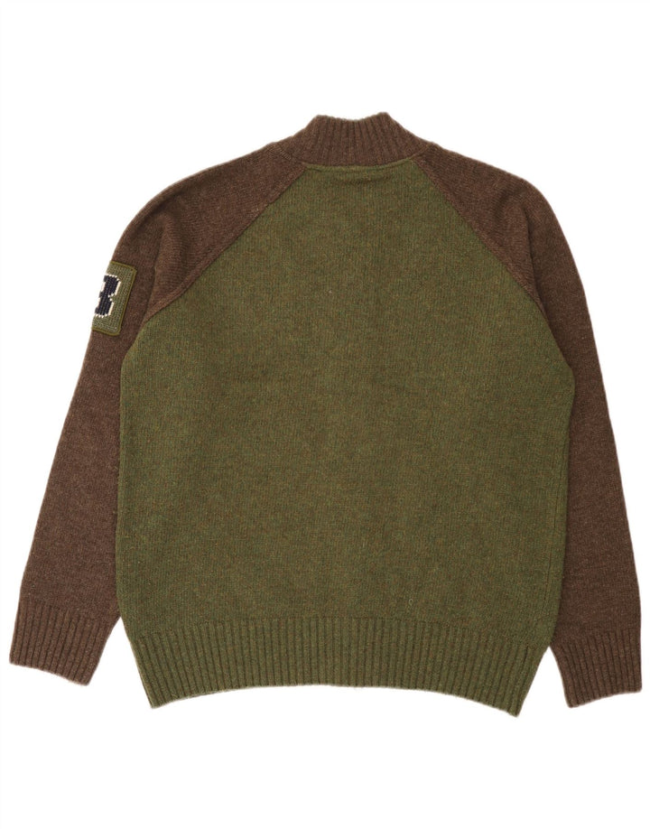 Мужской кардиган с рисунком Woolrich, большой зеленый шерстяной свитер с цветными блоками