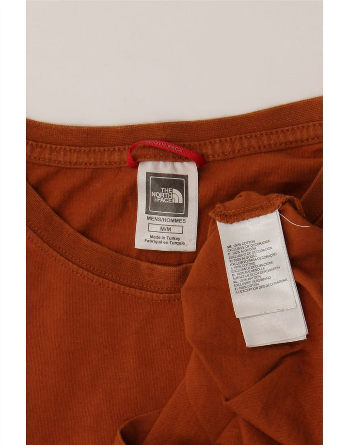 Мужская футболка с рисунком The North Face, хлопковый топ среднего оранжевого цвета