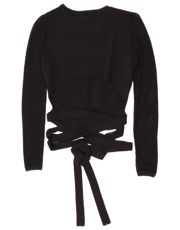 Женский укороченный джемпер с вырезом лодочкой Zara UK 10, маленький черный вискоза