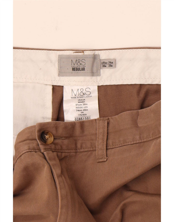 Мужские брюки чиносы Marks & Spencer стандартного кроя W36 L29 коричневые, хлопковые
