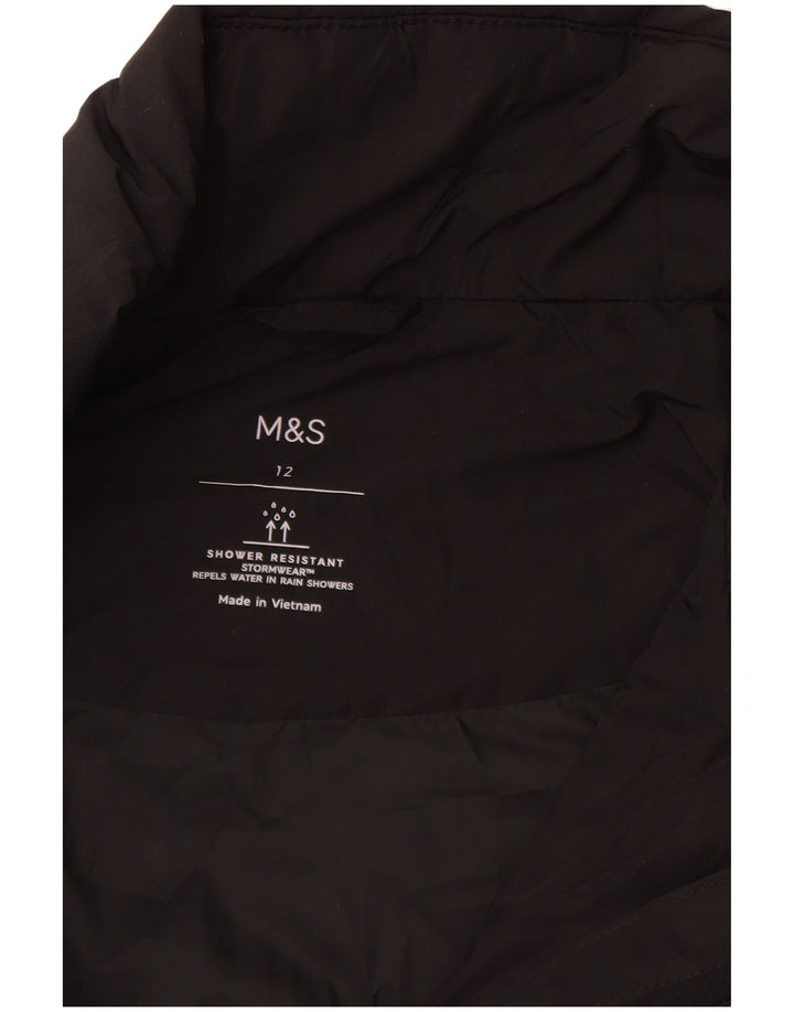 Женское стеганое пальто Marks & Spencer UK 12, средний черный, полиэстер