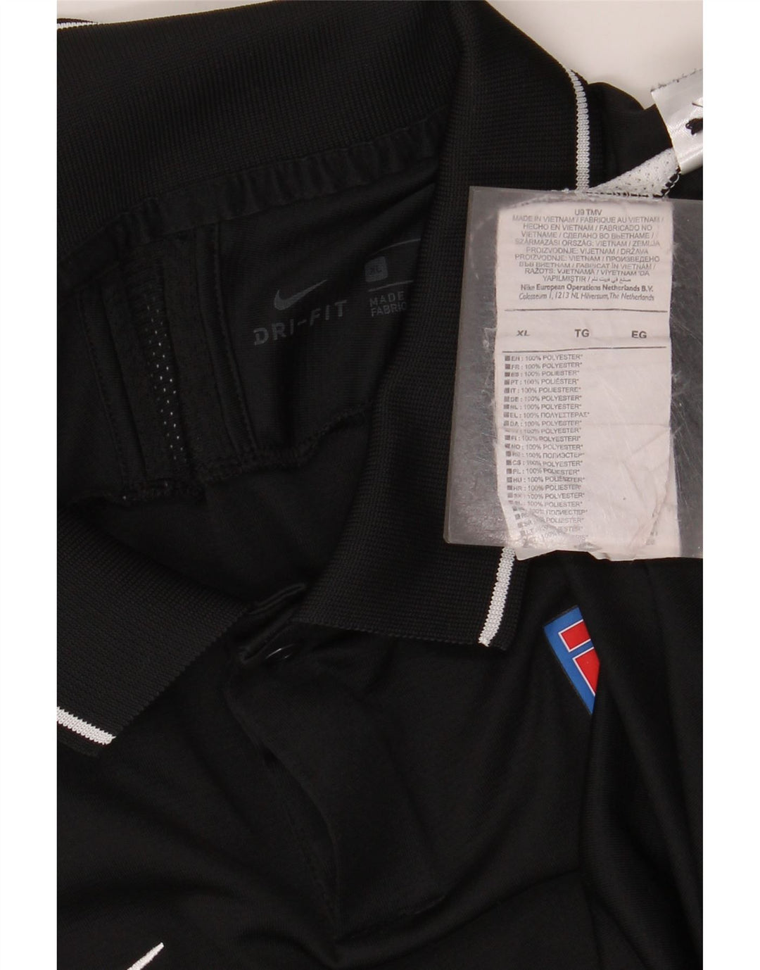 Мужская рубашка-поло с рисунком NIKE XL, черная, полиэстер с цветными блоками