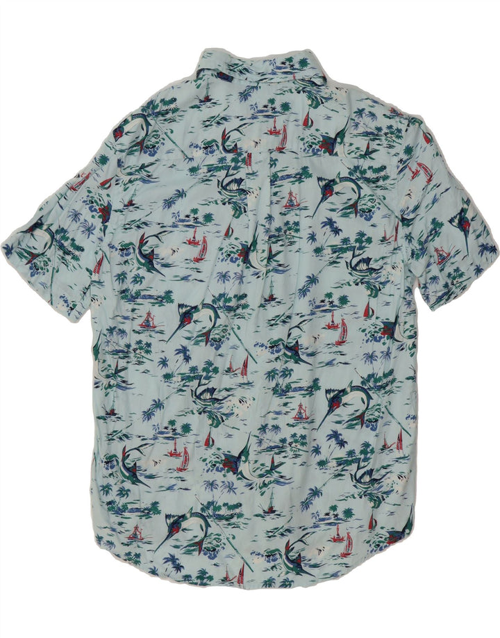 CHAPS Mens Short Sleeve Shirt Medium Blue Floral Cotton Hawaiian Vintage Chaps and Second-Hand Chaps from Messina Hembry 