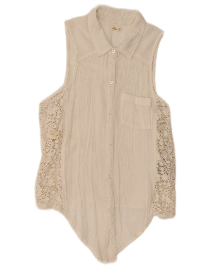 Женская блузка-рубашка без рукавов Hollister UK 14, средний бежевый хлопок