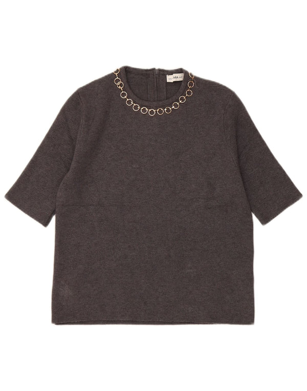 Женская укороченная блузка Zara UK 10, маленькая, серая, вискоза