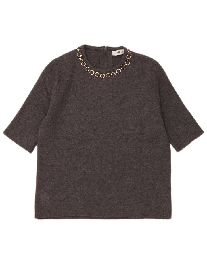 Женская укороченная блузка Zara UK 10, маленькая, серая, вискоза