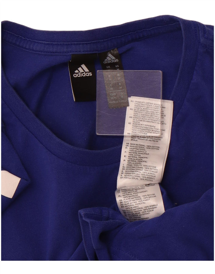 Мужская футболка с рисунком ADIDAS, хлопковый топ среднего синего цвета