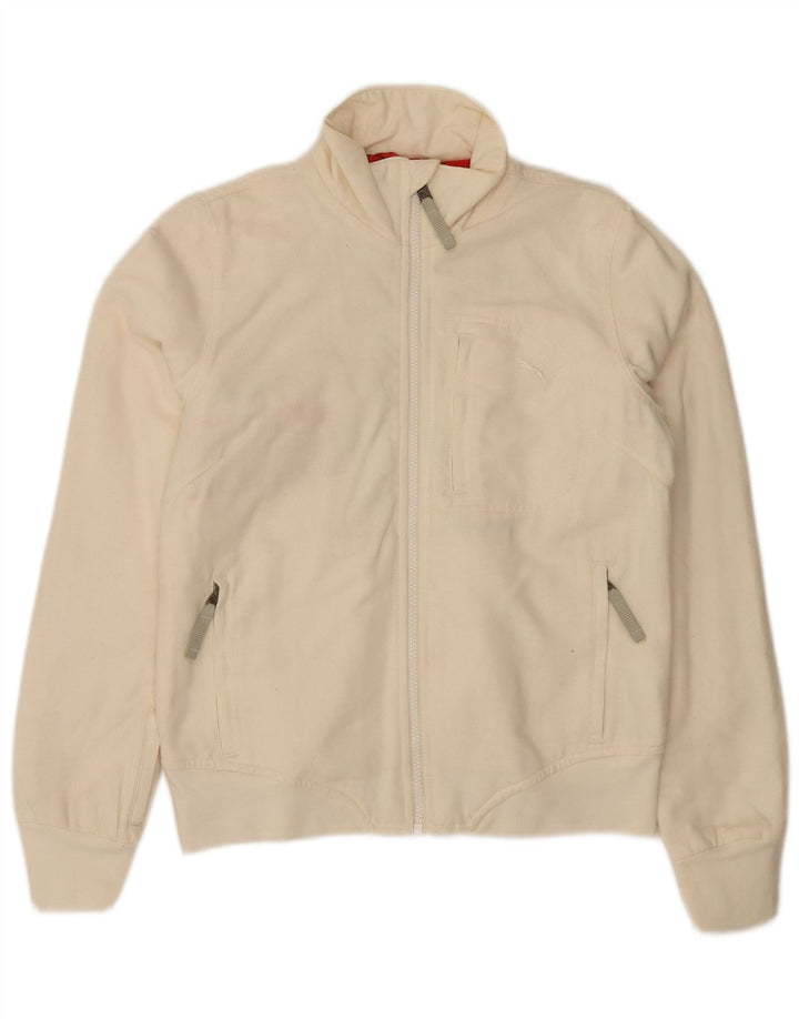 PUMA Womens Bomber Jacket UK 12 Medium Off White Cotton