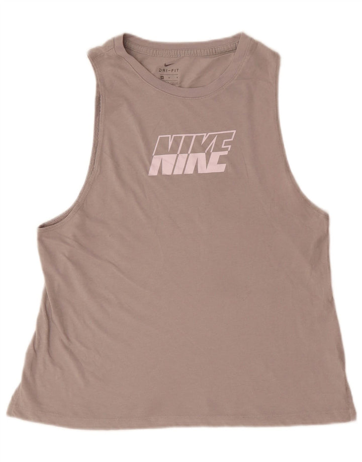Женский топ с графическим рисунком NIKE Dri Fit UK 14, хлопковый средний серый цвет