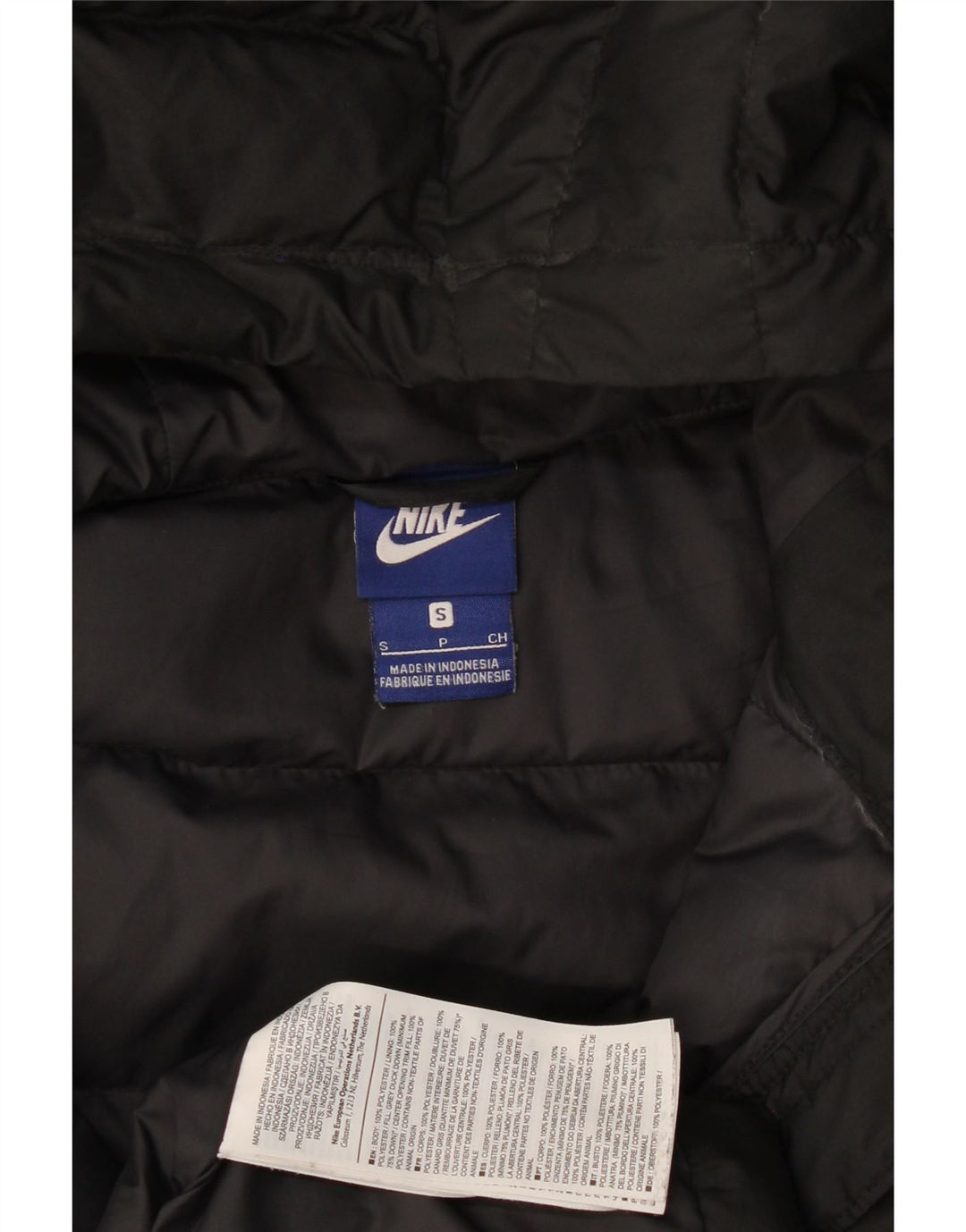 Женское стеганое пальто с капюшоном Nike UK 10, маленький черный полиэстер