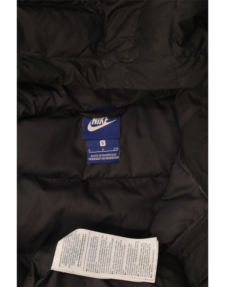 Женское стеганое пальто с капюшоном Nike UK 10, маленький черный полиэстер