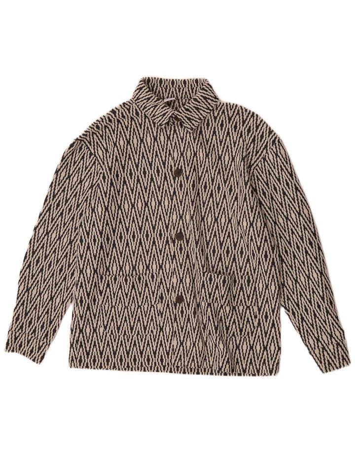 Мужская куртка-бомбер Zara UK 38, средний черный, хлопок с геометрическим рисунком