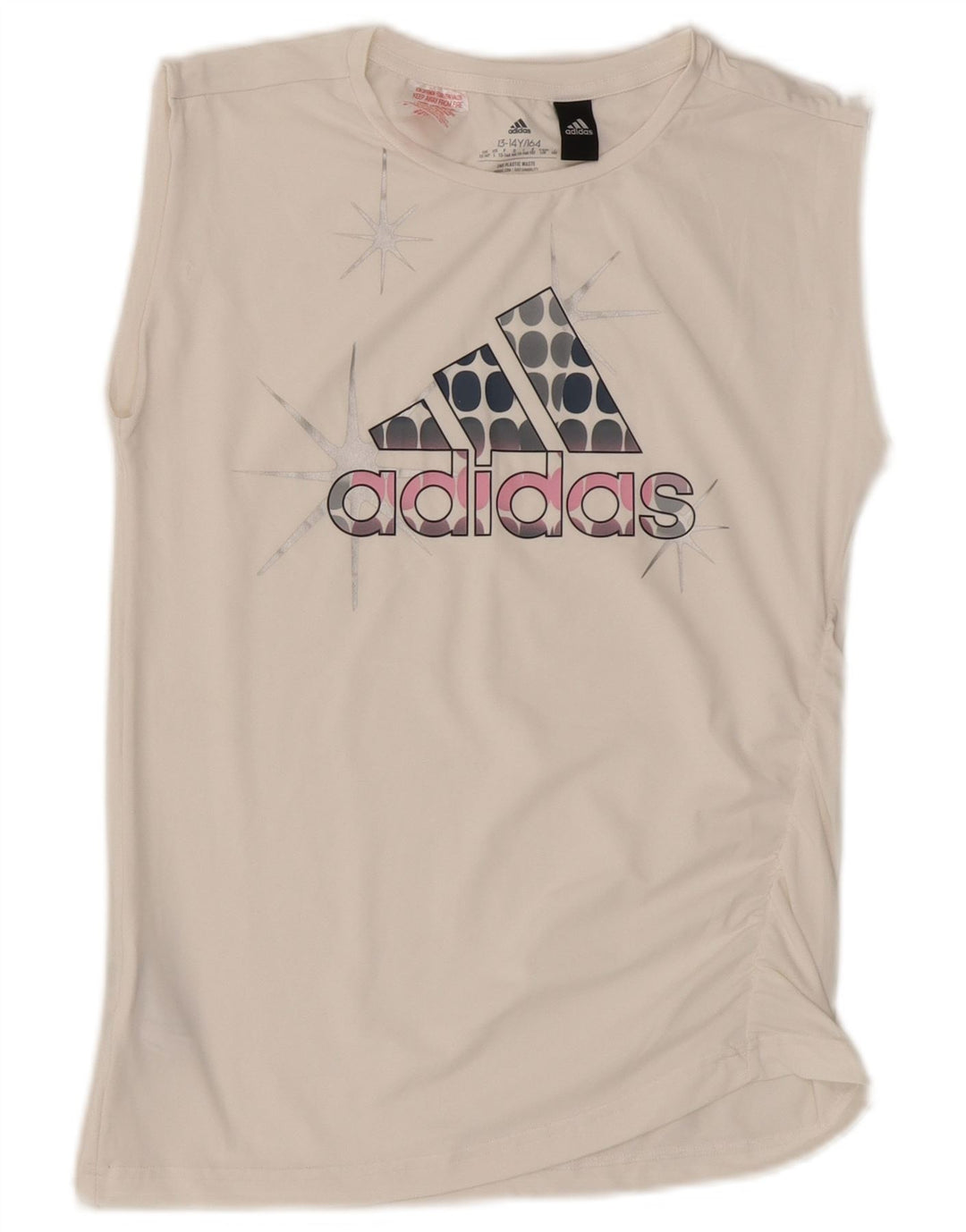 Майка Adidas для девочек с рисунком 13-14 лет, белый полиэстер