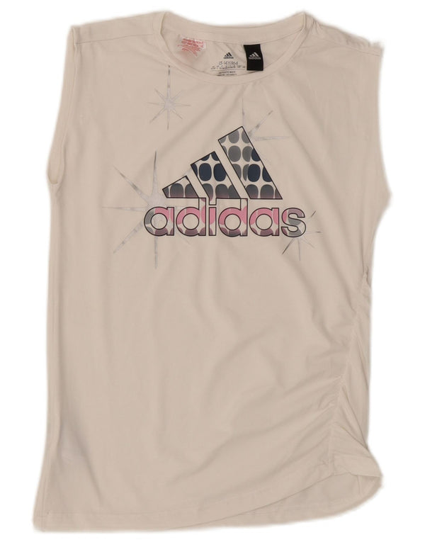 Майка Adidas для девочек с рисунком 13-14 лет, белый полиэстер
