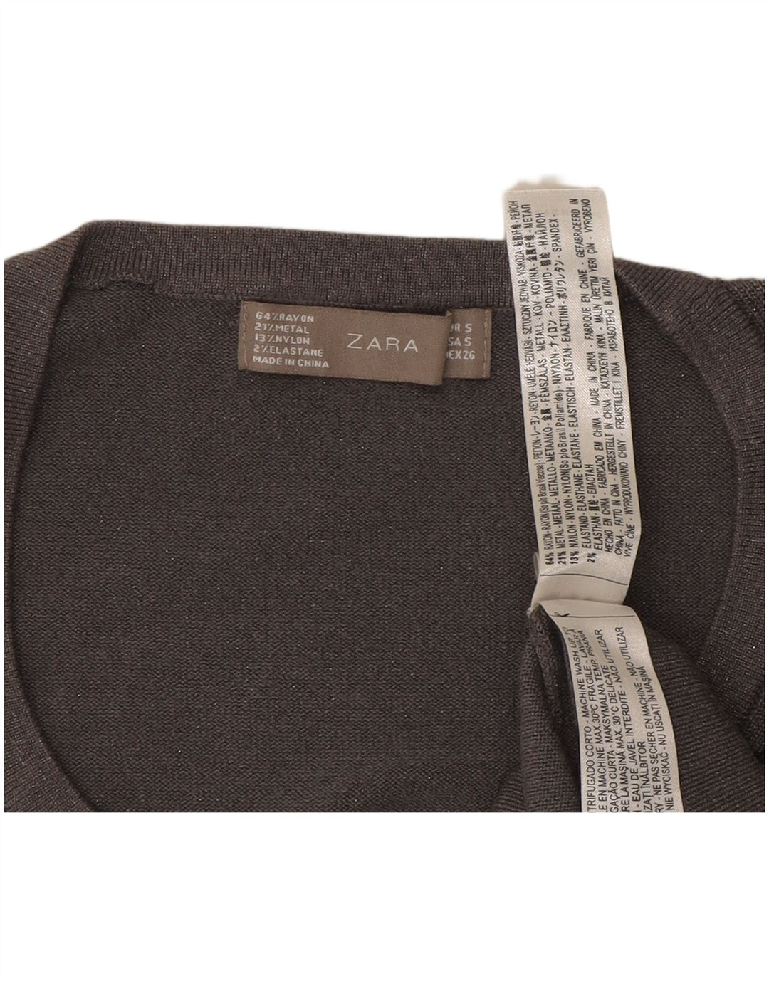 ZARA Womens Boat Neck Jumper Sweater UK 8 Small Grey Rayon