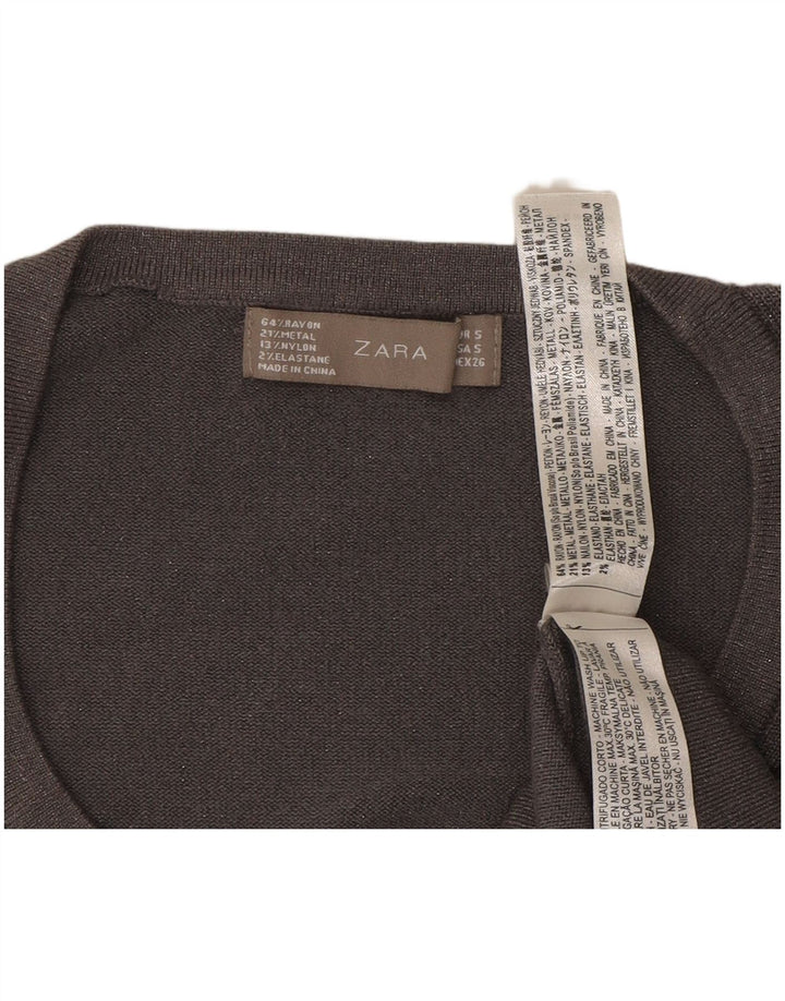ZARA Womens Boat Neck Jumper Sweater UK 8 Small Grey Rayon