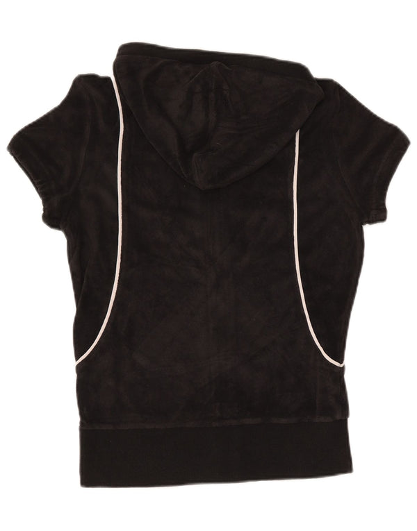 PUMA Женский бархатный свитер с капюшоном на молнии с короткими рукавами UK 12, средний черный