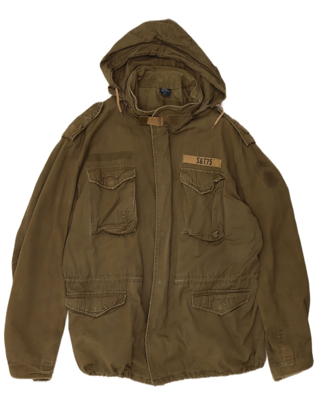 Мужская куртка в стиле милитари с капюшоном VINTAGE UK 44 2XL, хлопок цвета хаки