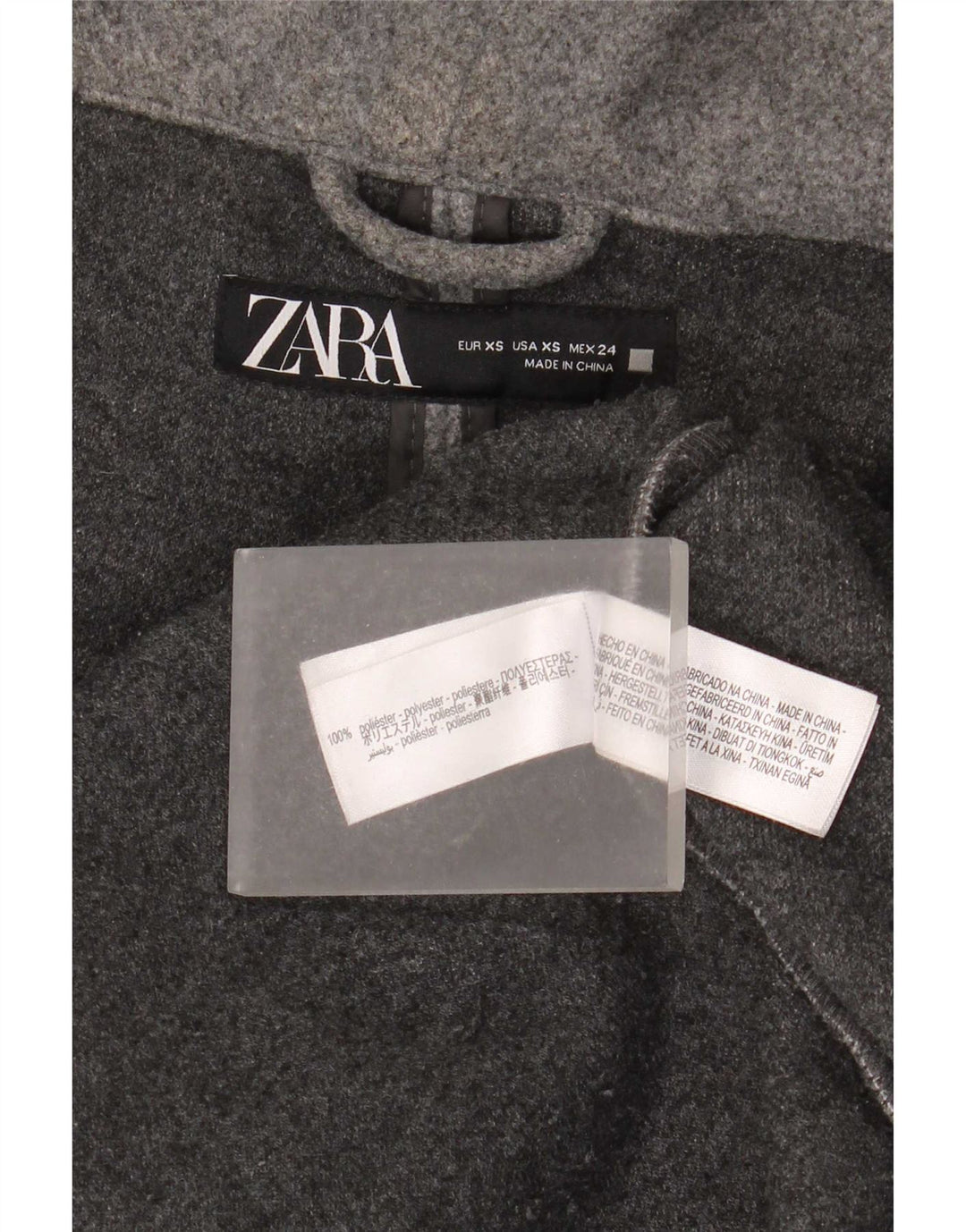 Женское пальто оверсайз с капюшоном Zara UK 6 XS, серый полиэстер