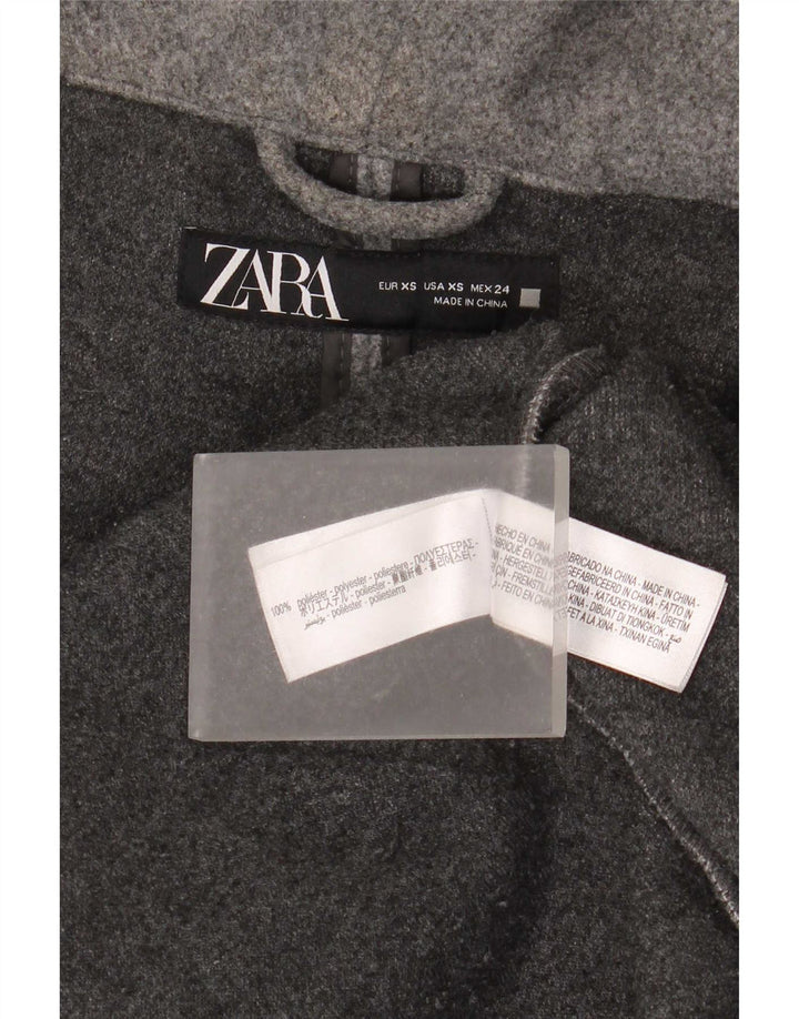 Женское пальто оверсайз с капюшоном Zara UK 6 XS, серый полиэстер