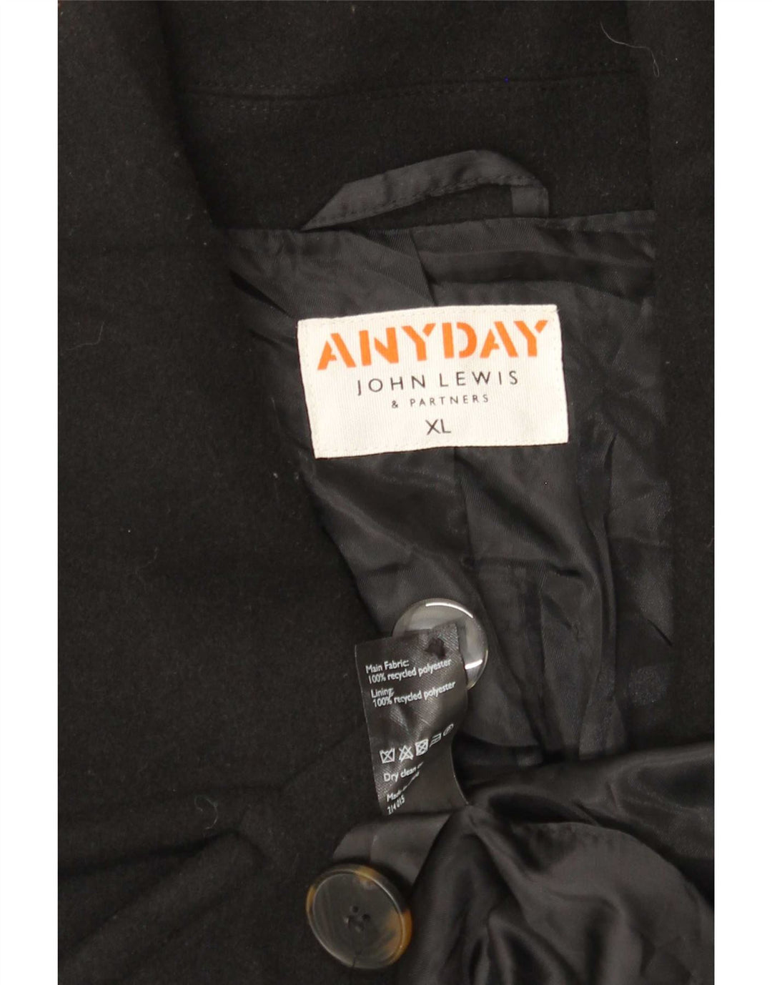 Женское двубортное пальто оверсайз John Lewis UK 18 XL, черный полиэстер