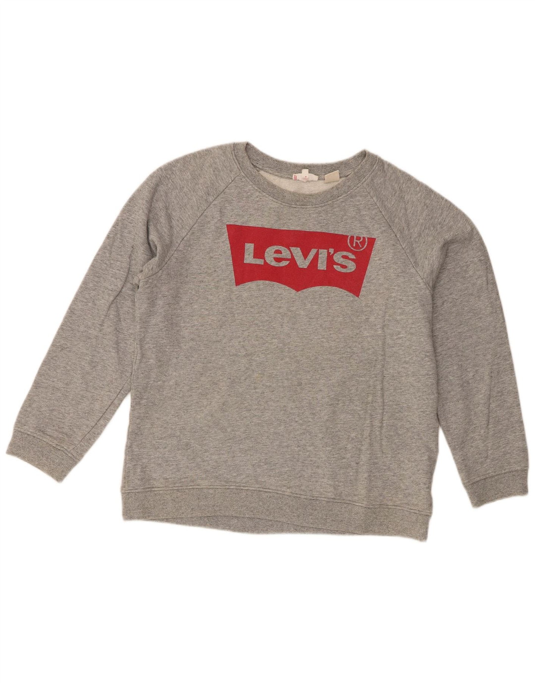 Женский свитер с рисунком Levi's, джемпер UK 14, средний серый хлопок с крапинками