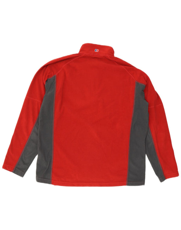 Berghaus Мужской флисовый джемпер с воротником на молнии XL Красный полиэстер с цветными блоками