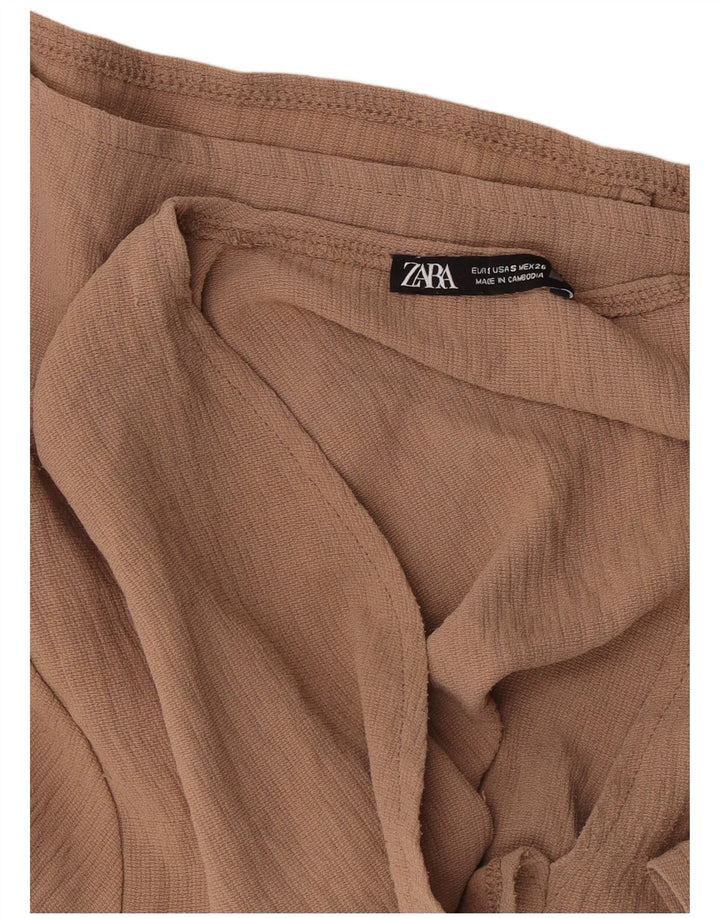 Женская блузка с рукавом 1/2 Zara UK 10, маленький коричневый цвет