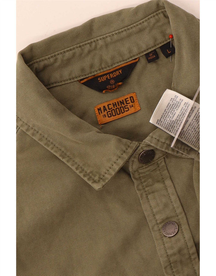Мужская рубашка Superdry, большая хлопковая рубашка цвета хаки