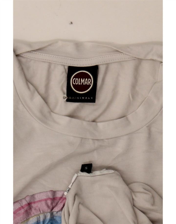 COLMAR Womens Graphic T-Shirt Top UK 10 Small White Vintage Colmar and Second-Hand Colmar from Messina Hembry 