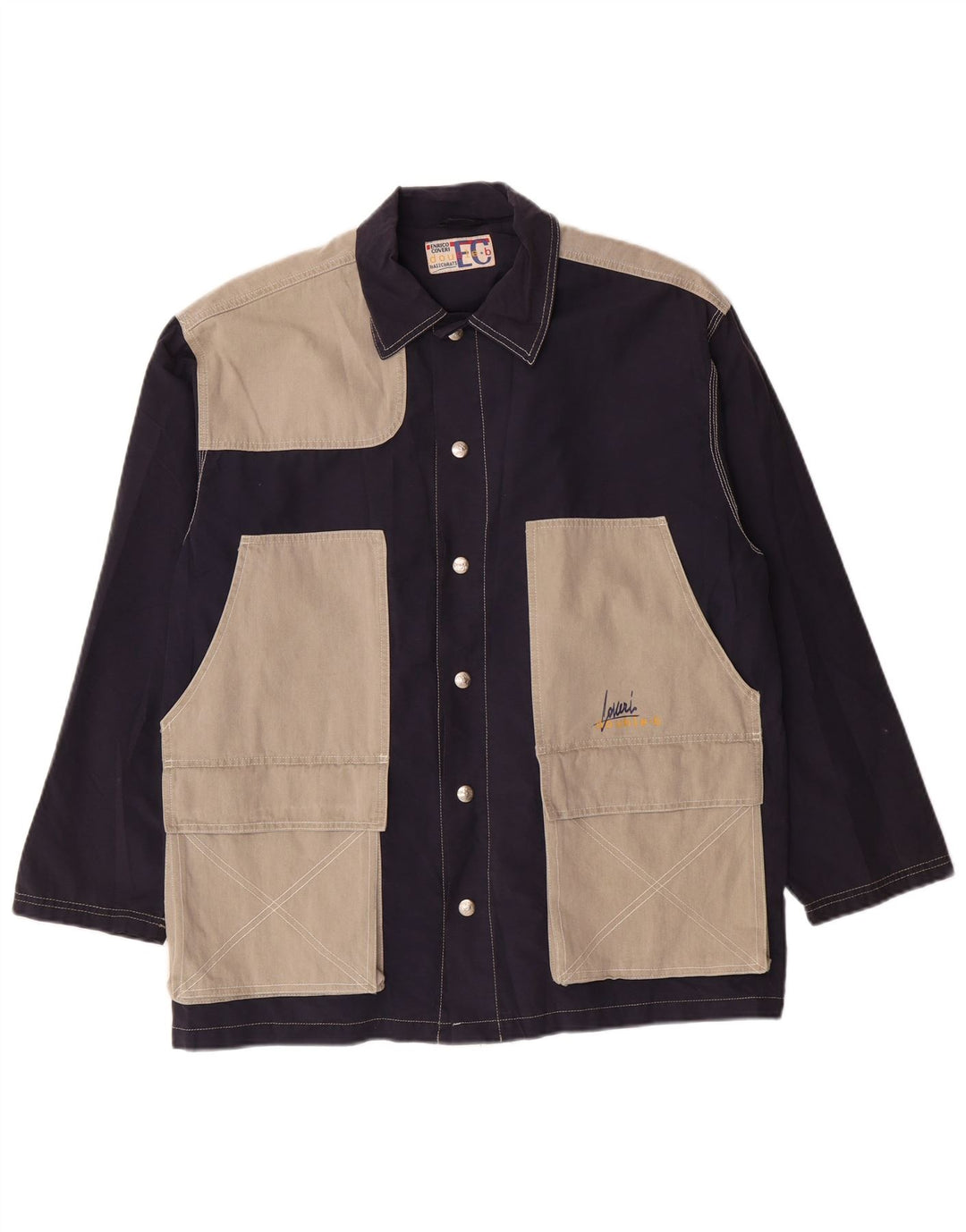 Мужская универсальная куртка Enrico Coveri UK 40, большая темно-синяя с цветными блоками