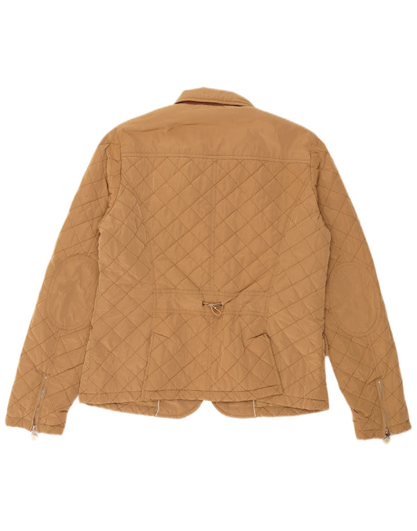 Женская стеганая куртка Massimo Dutti UK 14, большой бежевый полиэстер