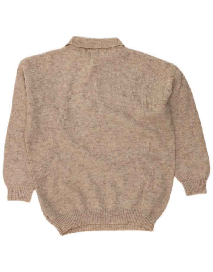 ИСЛАНДИЯ Мужской свитер с воротником поло IT 52 Большой Серый Fair Isle