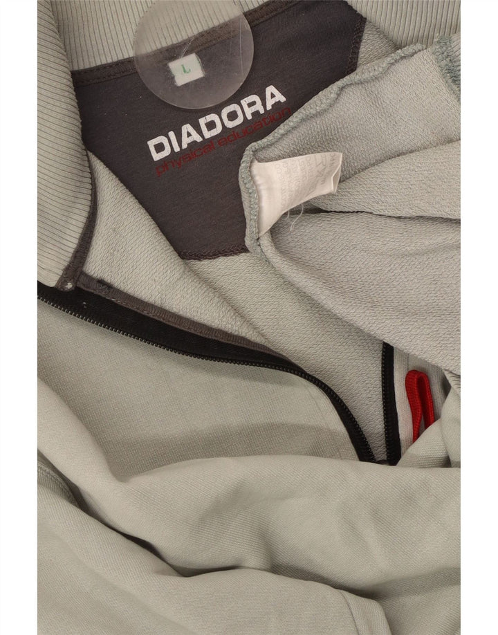 Мужской свитшот на молнии с рисунком DIADORA, большой серый хлопковый джемпер