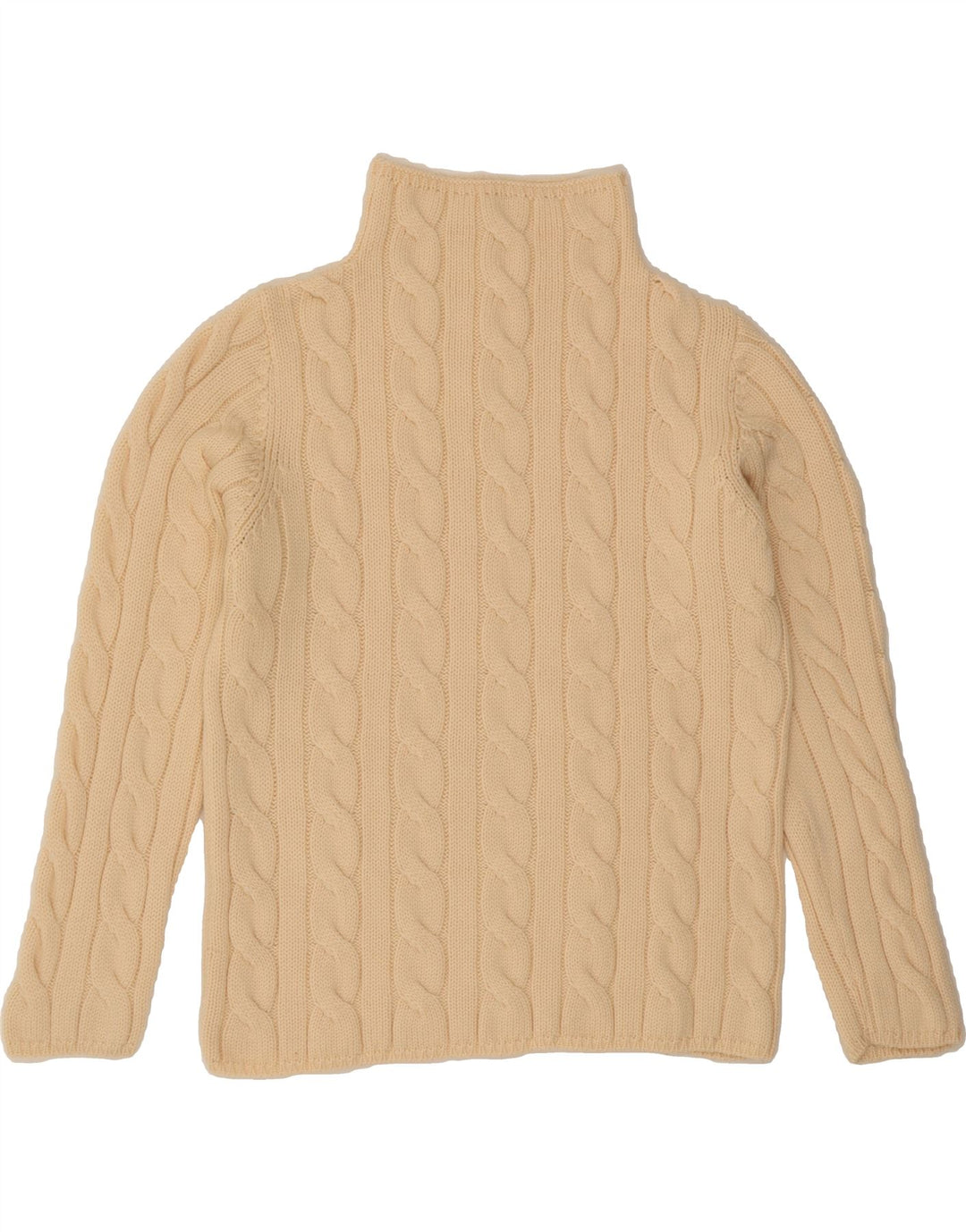VINTAGE Womens Turtle Neck Jumper Sweater UK 12 Medium Beige Vintage Vintage and Second-Hand Vintage from Messina Hembry 
