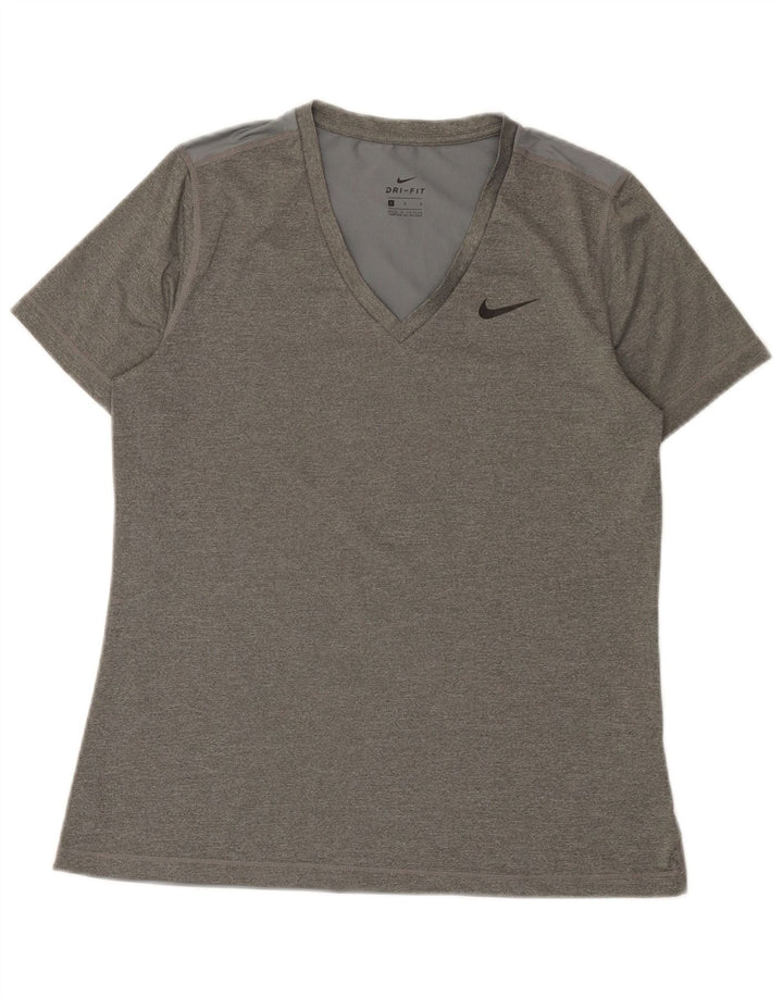 Женская футболка Nike Dri Fit Top UK 14, большой серый полиэстер