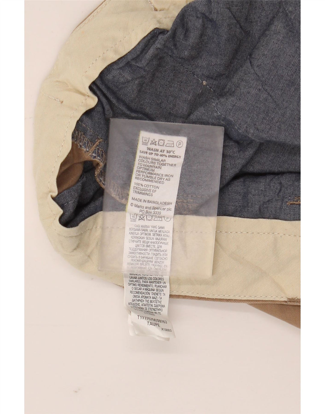 Мужские шорты чинос Marks & Spencer W40 XL, бежевый хлопок
