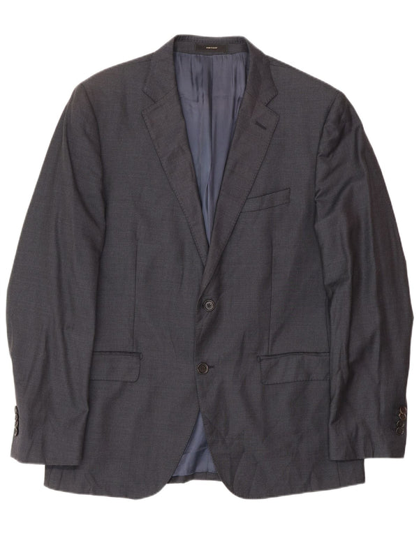 Мужской пиджак на 2 пуговицах MASSIMO DUTTI EU 52, большой темно-синий, шерстяной
