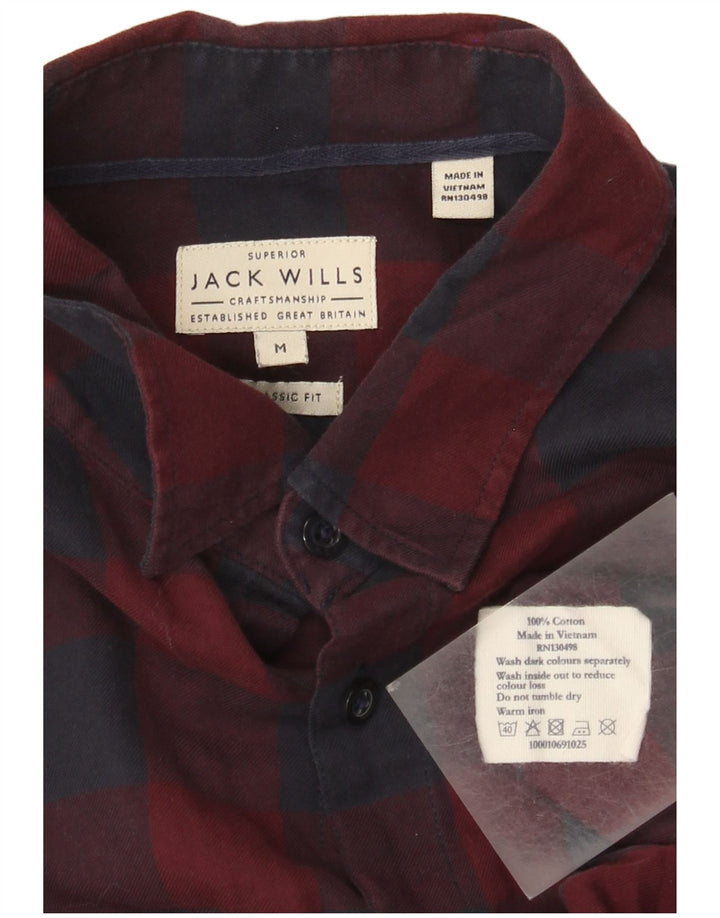 Мужская рубашка классического кроя Jack Wills среднего бордового цвета в клетку из хлопка