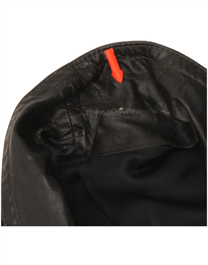 Винтажная женская кожаная куртка UK 18 XL, черная кожа