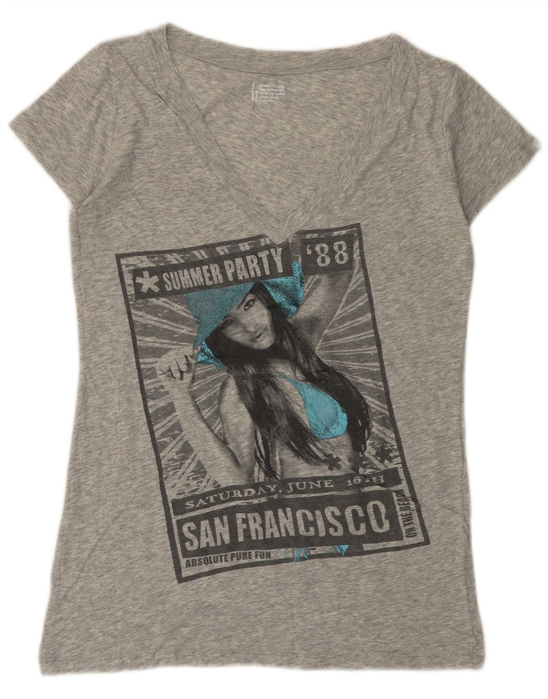 Женская футболка с рисунком BENETTON Top UK 12, средний серый в крапинку