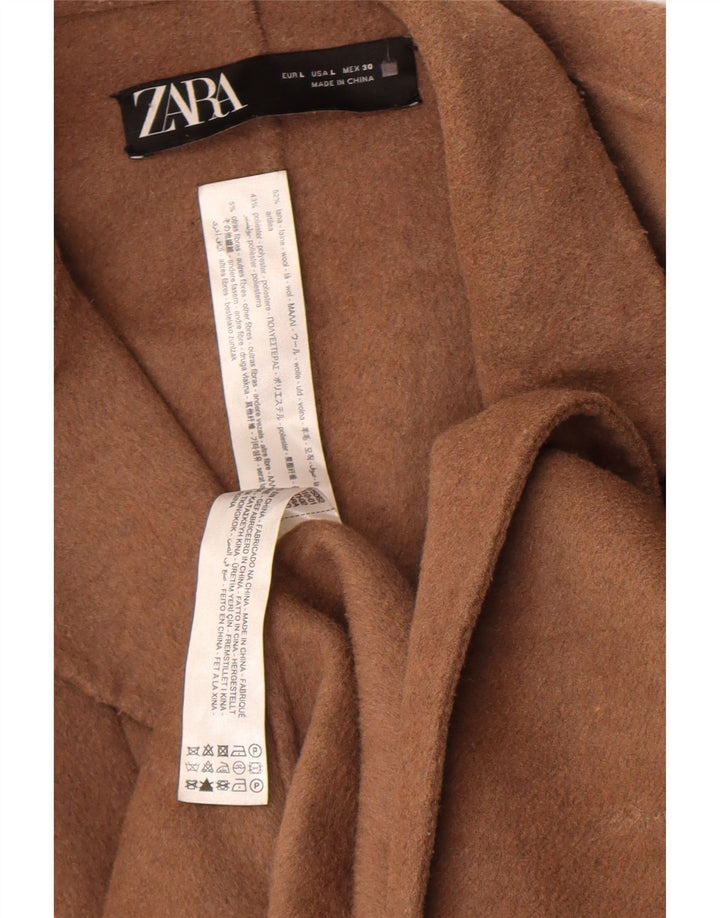 Женское пальто Zara UK 16, большое коричневое шерстяное