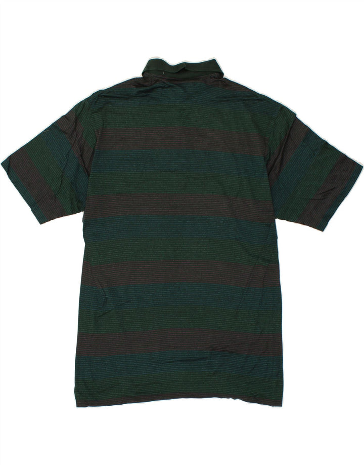 VINTAGE Mens Polo Shirt IT 50 Medium Green Striped Vintage Vintage and Second-Hand Vintage from Messina Hembry 
