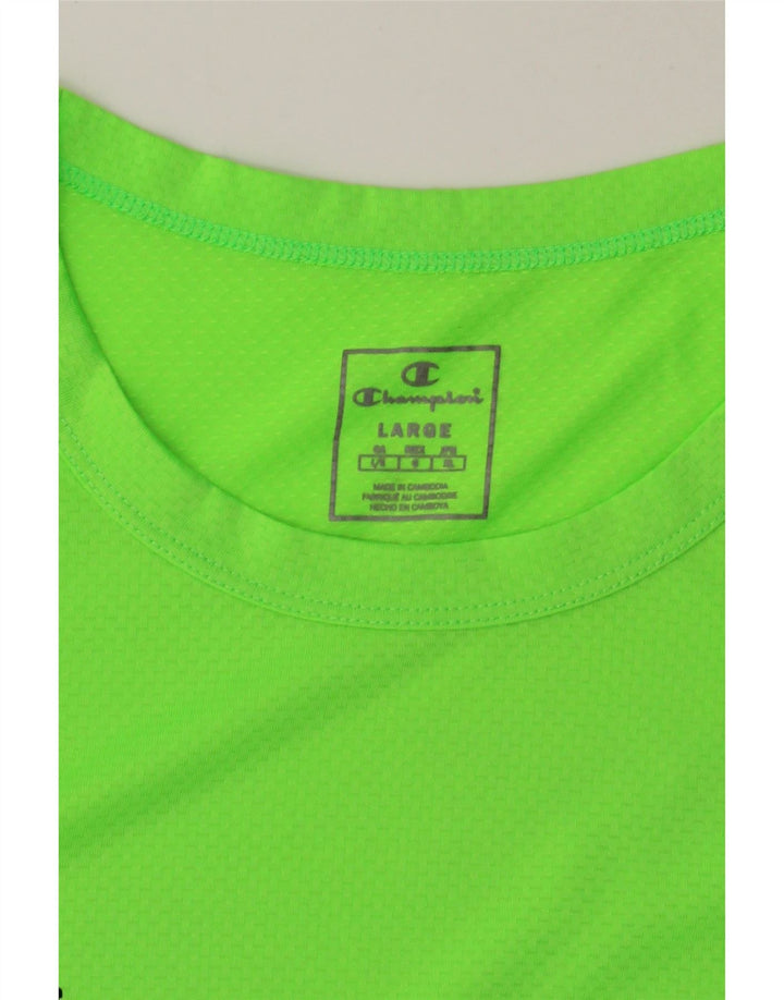 CHAMPION Mens Graphic T-Shirt Top Large Green Polyester Vintage Champion and Second-Hand Champion from Messina Hembry 